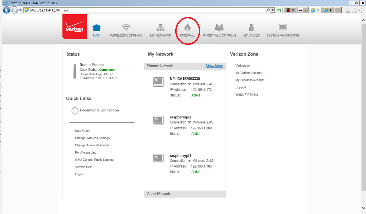 how to set up static IP on Verizon's fios wifi router G1100 