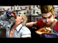 Fox and Paul Phoenix devouring pizza.