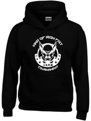 The logo of the tournament on a fan hoodie jacket.