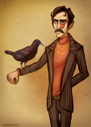 Morgan with a crow.
