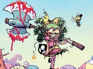 Gertrude with her oversized axe in Dreamworld.