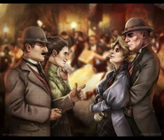 Rose and Milton meeting with their wives or something. Apparently that rich broad is his wife.