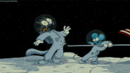 Lord Itchy stabbing Scratchy all around with the US flag pole.