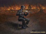 Obama fiddling the US away.