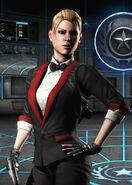 Cassie in a waiter's outfit (Silly gal! Gals don't wear ties).