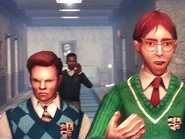 Tad, angry as all hell, walks the walk with Thad Carlson and his deformed hand, observed by Jackson.