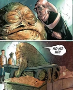 Bib waking up his master as he's approached by Greedo and Derek Starship.