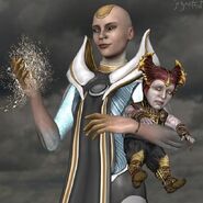Almeida with a babalitied up version of her son, Shinnok.
