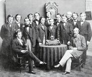 Photo of the original Bonesmen, with Adolf Tot (on left) and Richard Bensen (on right) present on the front.