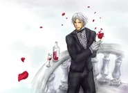 Lee with wine.jpg (72 KB) An artwork of Lee with wine and a rose.