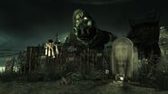 Scarecrow creepin' at the graves.