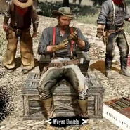 Daniels inspecting a knife.