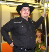 William Williamson on a train in real life.