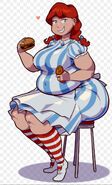 Wendy becoming fat and eating a berger.