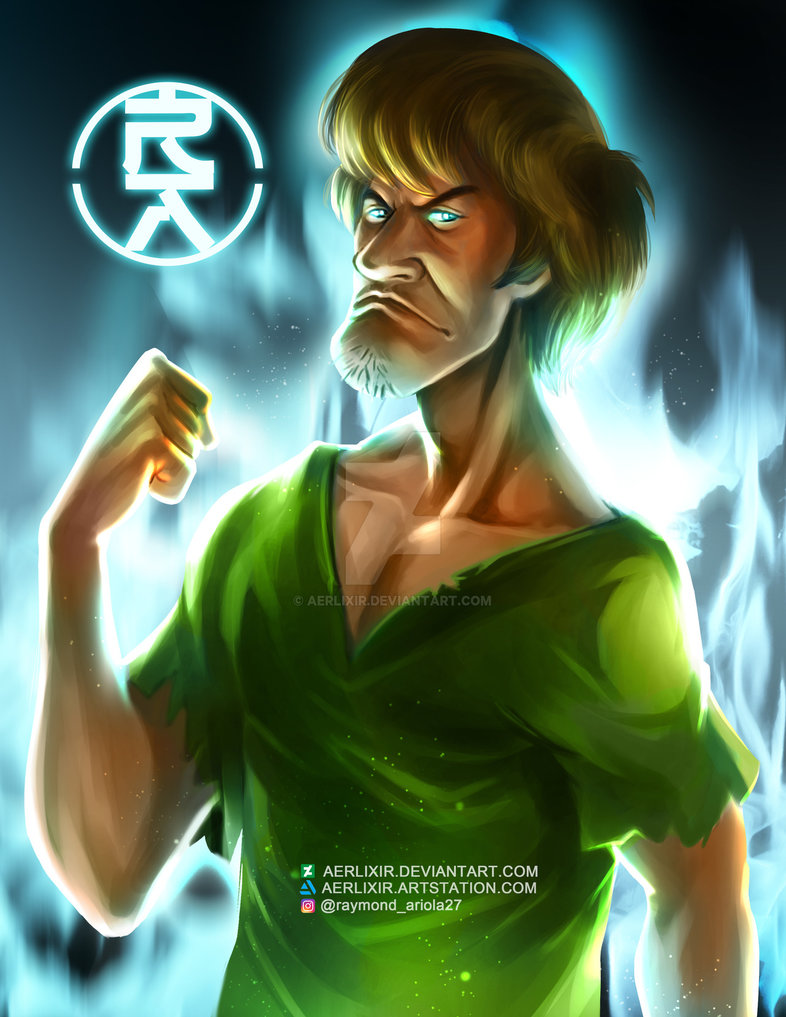 shaggy rogers(as the legendary super saiyan) powering, Stable Diffusion