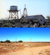 One of the Jupiter's house with a water tower, while on the pic below, the US Army blew it to dust.