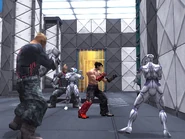 Kazama fighting Mishima's wicked creations.