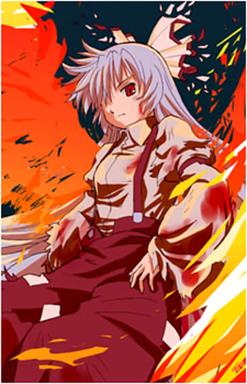 fujiwara no mokou and dante (touhou and 1 more) drawn by shown