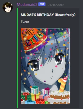 Mudae's Birthday React Freely