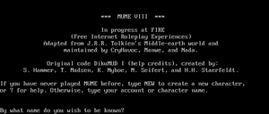 Title screen for MUME captured by [1] 