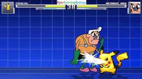 Mermaid Man VS Pikachu The Pokemon In A MUGEN Match Battle Fight