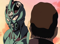 Guyver I and Tetsuro.