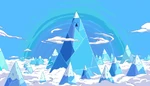 The Ice Kingdom, with Ice King's castle in the middle, as seen in Adventure Time.