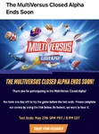 The announcement that the Closed Alpha will end soon.