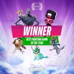 Promotional image celebrating MultiVersus winning the "Fighting Game of the Year" award at The D.I.C.E. Awards.