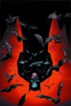 Official illustration of Batman with a few bats.