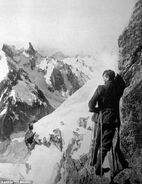 Mallory, climbing the Aiguille Verte mountain in France, 1909