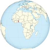 Togo on the globe (Africa centered)