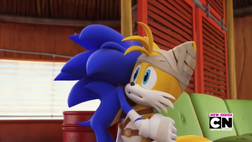 Sonic hugging Tails