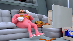 Eggman lounging in his pajamas