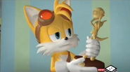 Tails and the basketball trophy