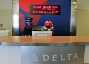 Elmo and Grover at Hartsfield-Jackson Atlanta International Airport on May 5, 2011