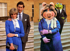 Charles with Diana, and their Muppet engagement parody.
