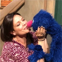 Meredith Salenger & GroverSesame Street set