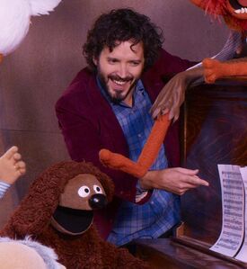 Bret Mackenzie in early The Muppets movie promo photo