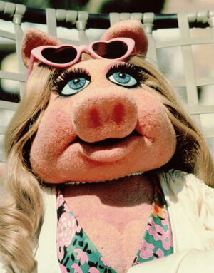 Miss piggy muppets go hollywood poolside closeup