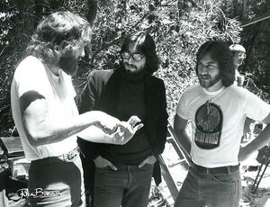 Jim Henson with  and Rick Baker on the set of 