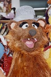 Papa Bear and his first hat (designed by Stephen Rotondaro) in the Muppet Workshop, which would change to black and become one of his trademarks.
