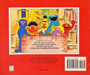 Back cover of the series featuring , , , Bert, Cookie Monster, , and Elmo.