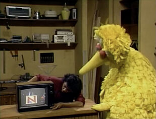 Big Bird and Maria tune into NTV.