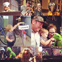 Collage of on set photos from the pilot presentation posted on Instagram by Adeline Ramage Rooney.