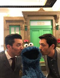 Property Brothers Jonathan and Drew Scott & Cookie Monster