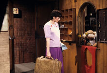 The Stage Door sign visible from the reception area in a promotional photo from episode 523