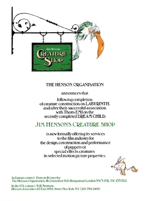 Trade ad offering services to movie studios.