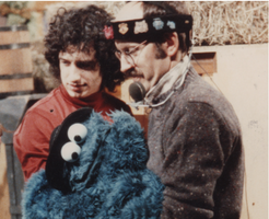 Martin P. Robinson and Frank Oz on the set of "Handful of Crumbs"