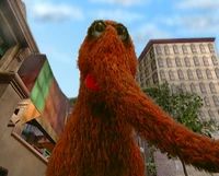 A view looking upwards when Big Bird becomes little in Episode 4107.